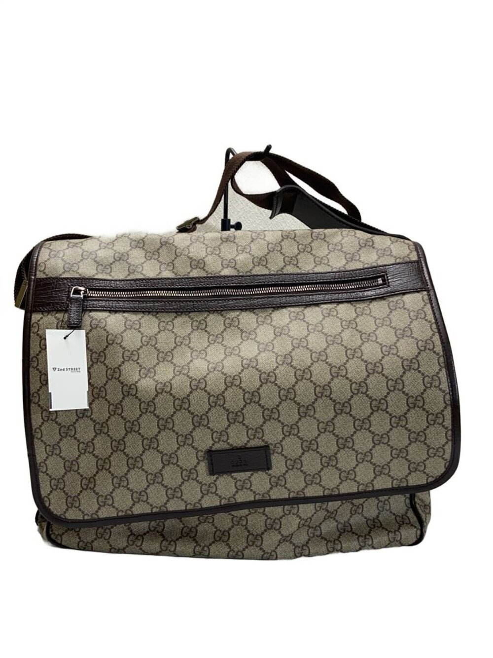 Gucci GG Supreme Messenger Bag beige ebony canvas brown leather